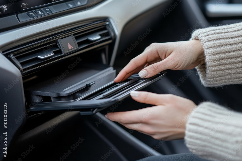 Driver Opening Glovebox Compartment, Generative AI Driver Opening Glovebox Compartment, Generative AI