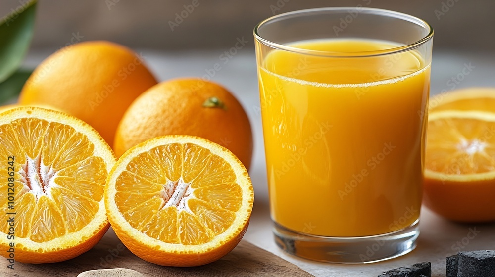 Classic glass of freshly squeezed orange juice with a bright color isolated on a white background ideal for beverage imagery Classic glass of freshly squeezed orange juice with a bright color isolated on a white background ideal for beverage imagery