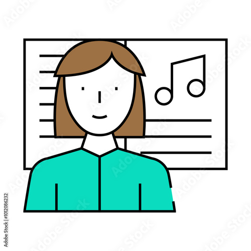 musician woman job line icon vector. musician woman job sign. isolated symbol illustration