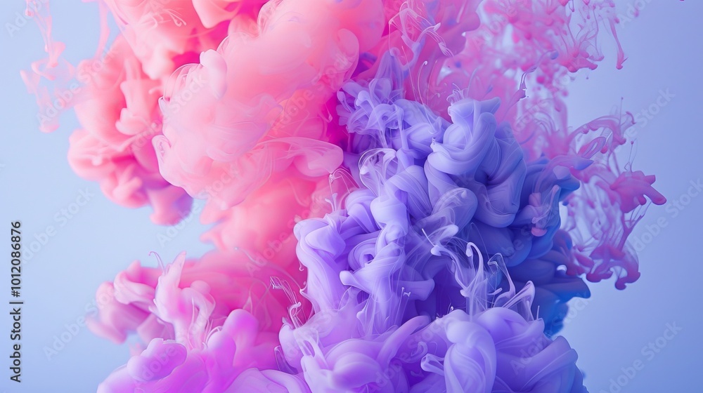 Fototapeta premium Pink and Purple Ink Explosion A Mesmerizing Blend of Colors in Water