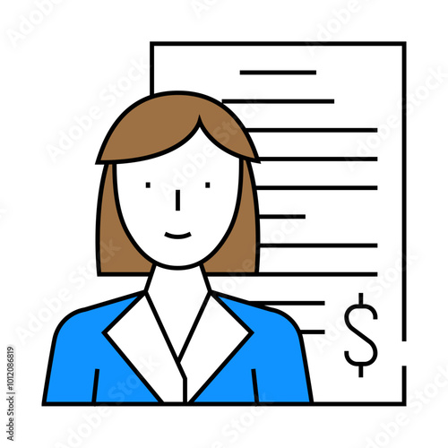 accountant woman job line icon vector. accountant woman job sign. isolated symbol illustration