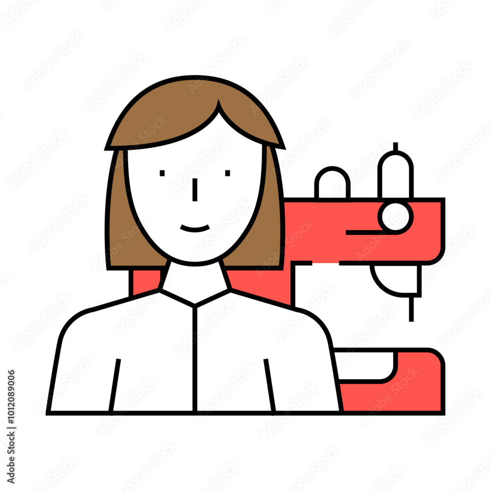 seamstress woman job line icon vector. seamstress woman job sign. isolated symbol illustration seamstress woman job line icon vector. seamstress woman job sign. isolated symbol illustration
