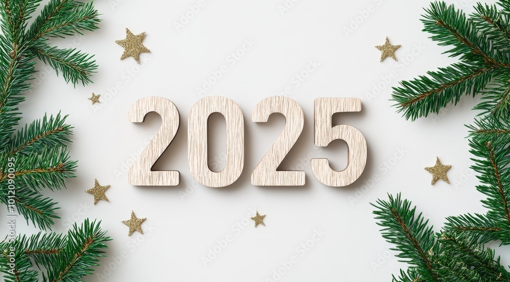 A modern minimalist 2025 New Year design featuring the numbers A modern minimalist 2025 New Year design featuring the numbers