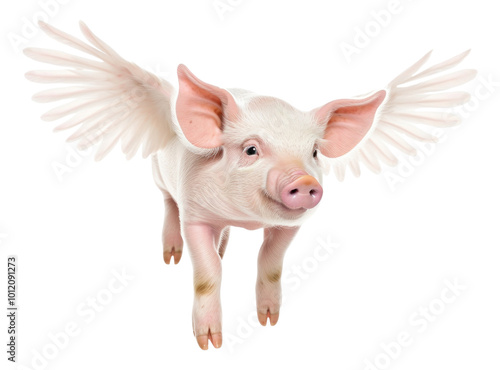 PNG Photo of pig flying with wings animal mammal white background. photo