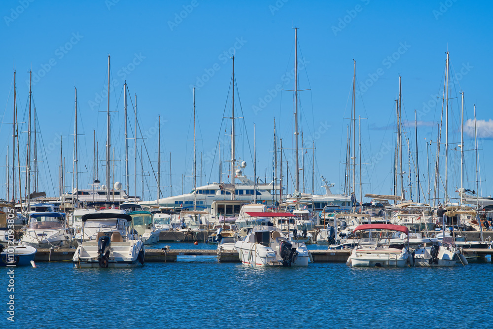 Yachts in the port of the city of Bar, Montenegro Yachts in the port of the city of Bar, Montenegro