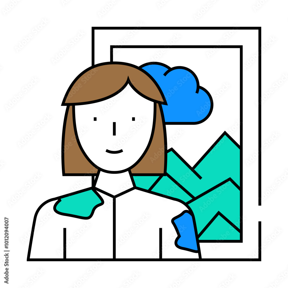 artist woman job line icon vector. artist woman job sign. isolated symbol illustration artist woman job line icon vector. artist woman job sign. isolated symbol illustration