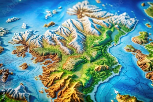 Detailed Map of Iceland and Greenland Featuring Geographic and Topographic Information and Landmarks