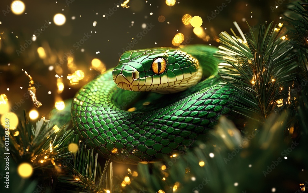 Christmass new year green snake background Christmass new year green snake background