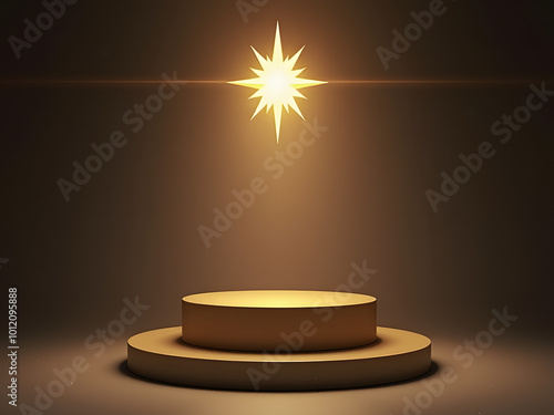 Elegant podium with a shining Christmas star above_00001_