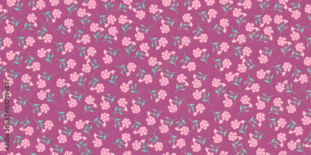 Seamless Light Pink Floral Pattern with Purple Background Seamless Light Pink Floral Pattern with Purple Background