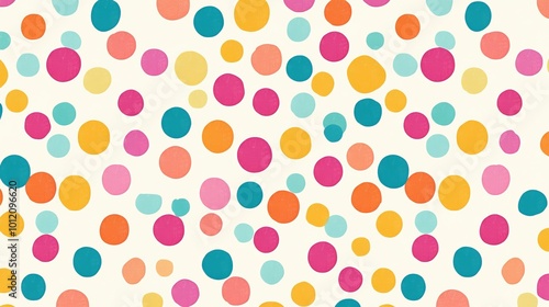 Polka Dot Pattern Background: Seamless pattern of small polka dots in bright, playful colors, perfect for childrens designs.