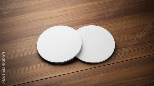 Obraz na płótnie Stylish bierdeckel mockup featuring a round, blank surface. Ideal for showcasing your designs, it offers a realistic texture with perfect shadows and lighting. Perfect for beer branding projects! w salonie