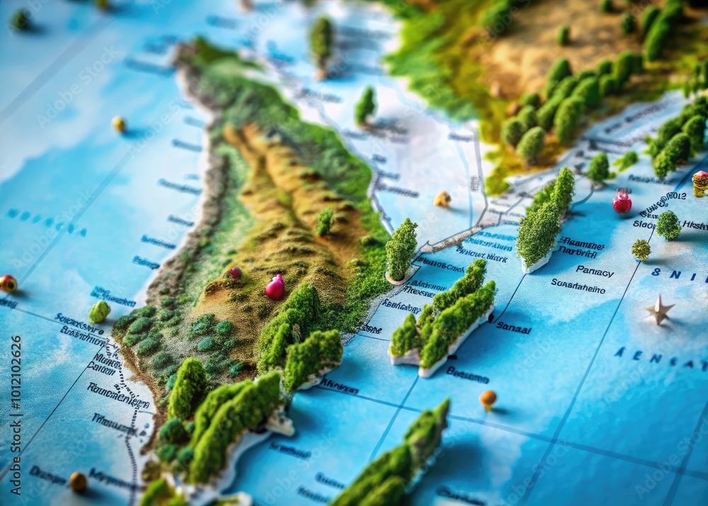 Naklejka premium Detailed Maps of Malaysia Showcasing Geographic Features and Landmarks for Travel and Exploration