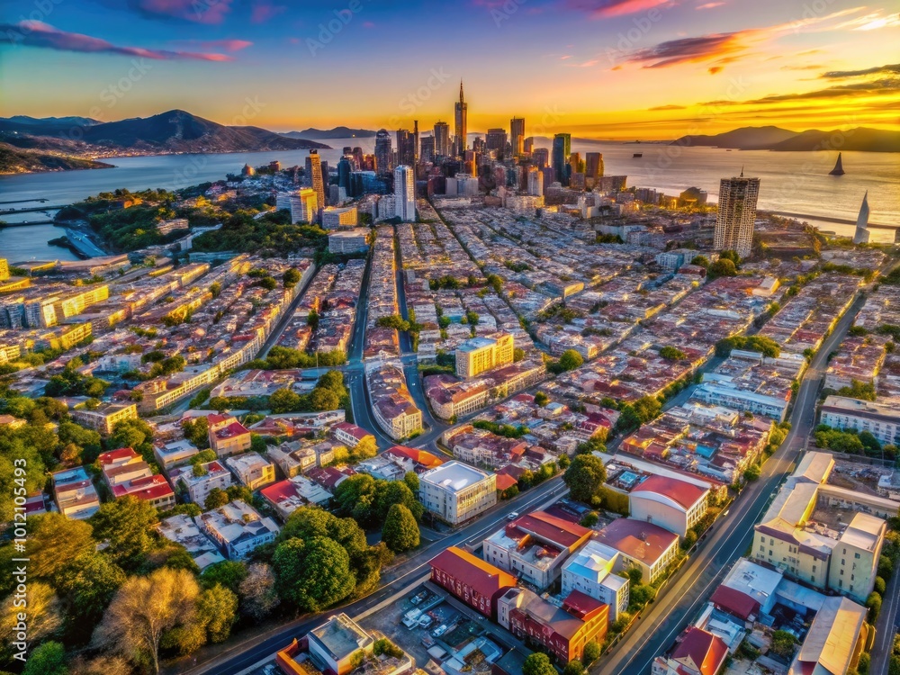 Fototapeta premium Detailed San Francisco Map of the USA Highlighting Landmarks, Neighborhoods, and Transportation Routes