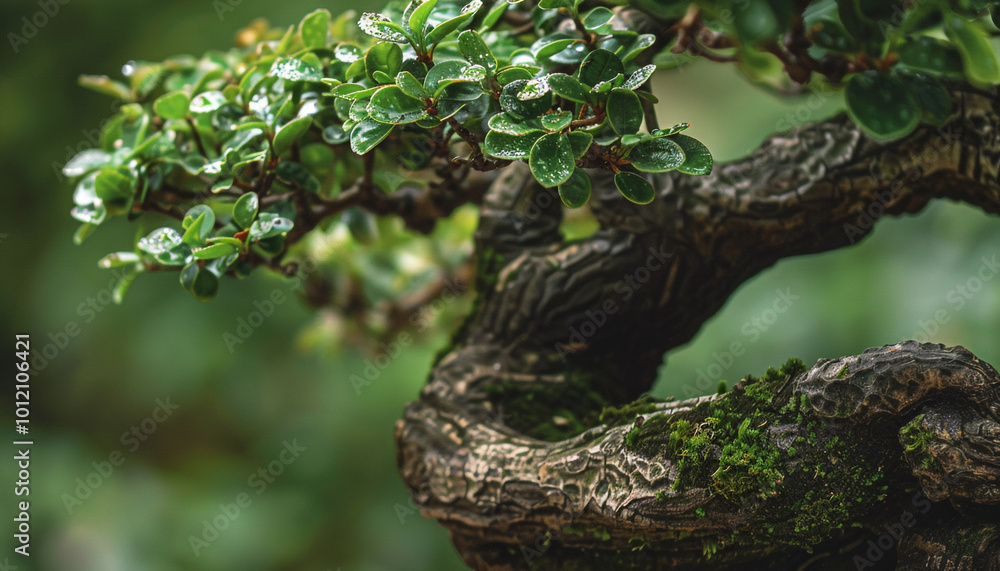 Fototapeta premium Close-up of a Bonsai Tree with Detailed Focus