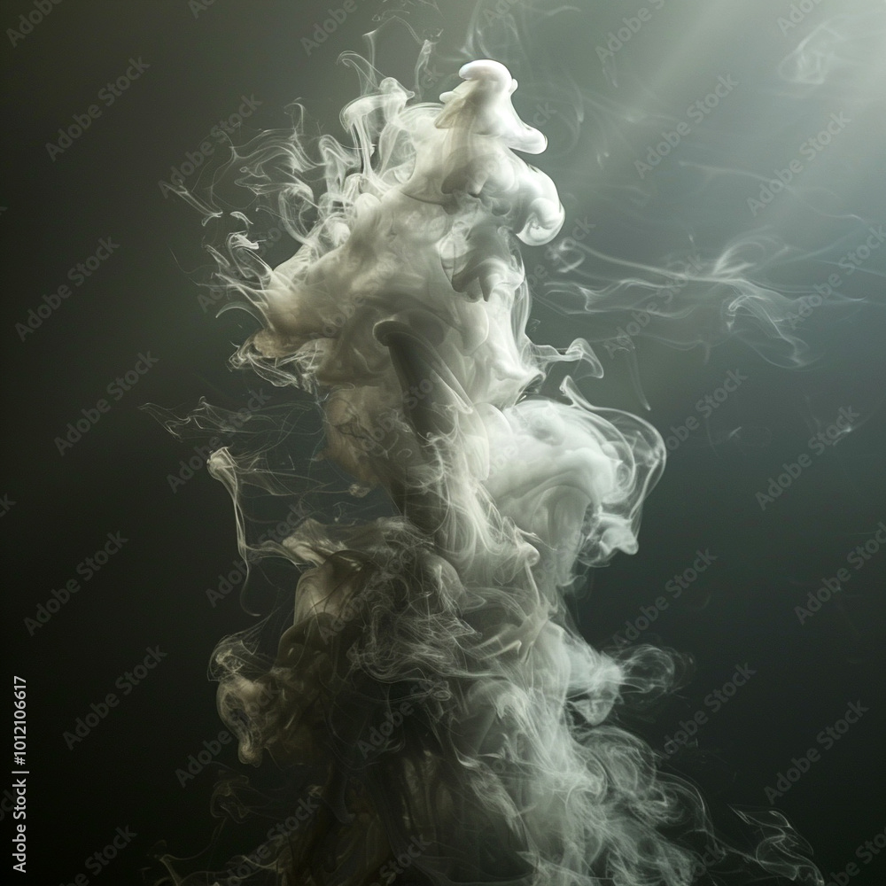 Smoke swirls and twirls in an enchanting display, illuminated by gentle light Smoke swirls and twirls in an enchanting display, illuminated by gentle light