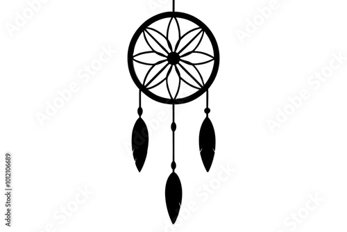 black dream catcher | vector silhouette illustration on white background