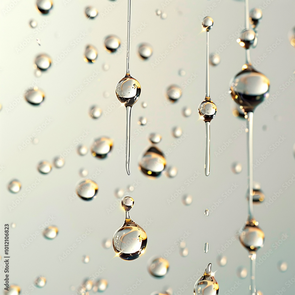Obraz premium Delicate droplets of water suspended in midair glistening in soft light