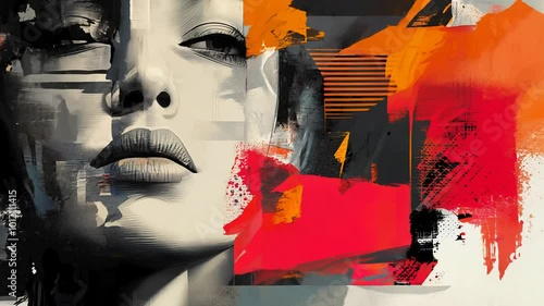 Abstract Female Portraits with Vibrant Geometric Patterns