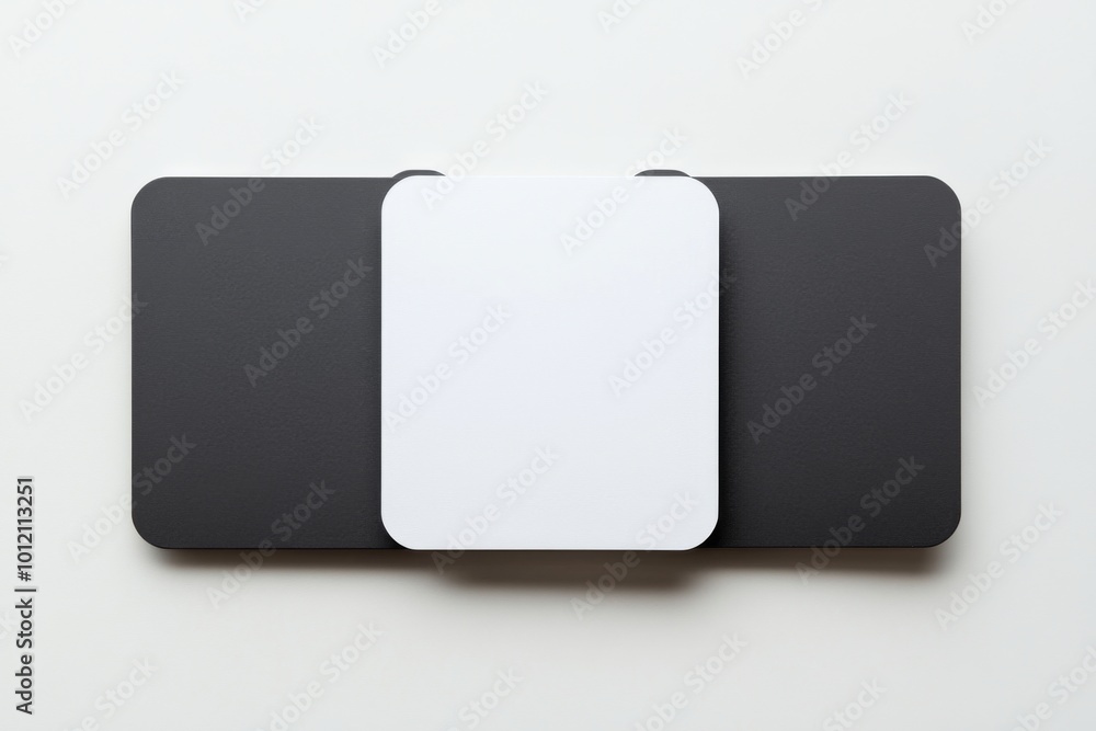 Top View of Black and white Blank Business Cards on a White Background, Ideal for Design Mockups and Branding Presentations. Top View of Black and white Blank Business Cards on a White Background, Ideal for Design Mockups and Branding Presentations.