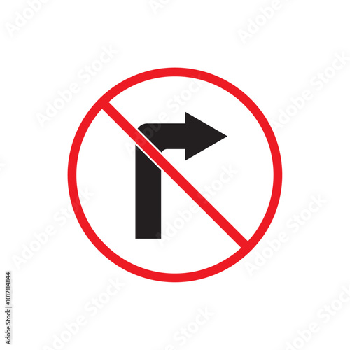vector flat icon of no turning sign