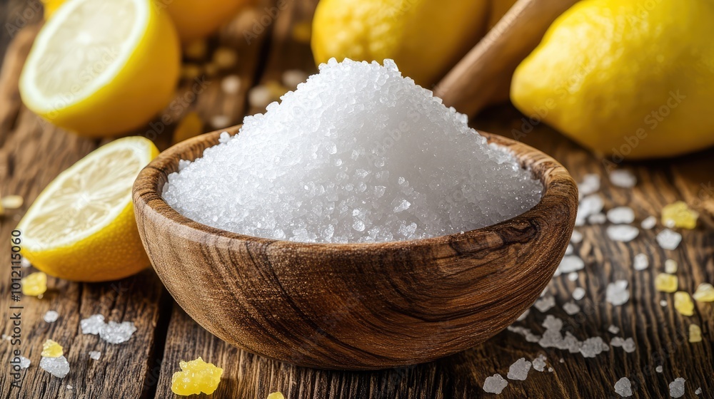 Citric Acid on Wooden Background. AI generated illustration. Citric Acid on Wooden Background. AI generated illustration.