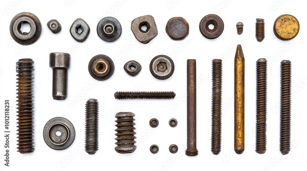 Fototapeta premium Collection of Metal Fasteners. AI generated illustration.