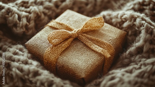 Cozy Gift Wrapped in Burlap and Twine