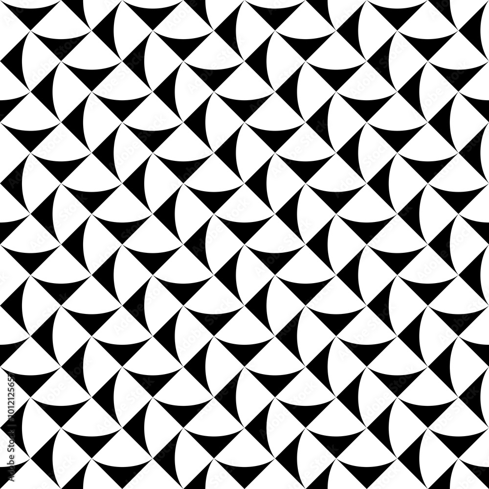 Seamless pattern with geometric motifs in black and white