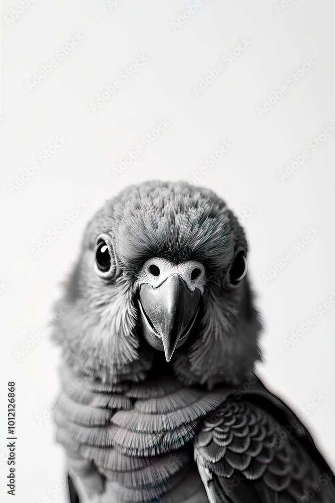 Obraz premium Black and white photo of a parrot