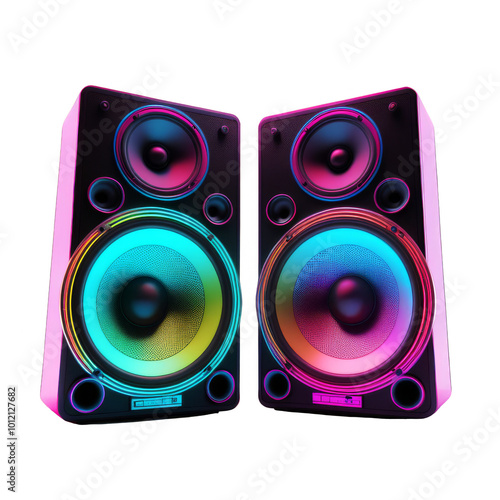 Stylish Double Tower Neon Speakers in Cool Design