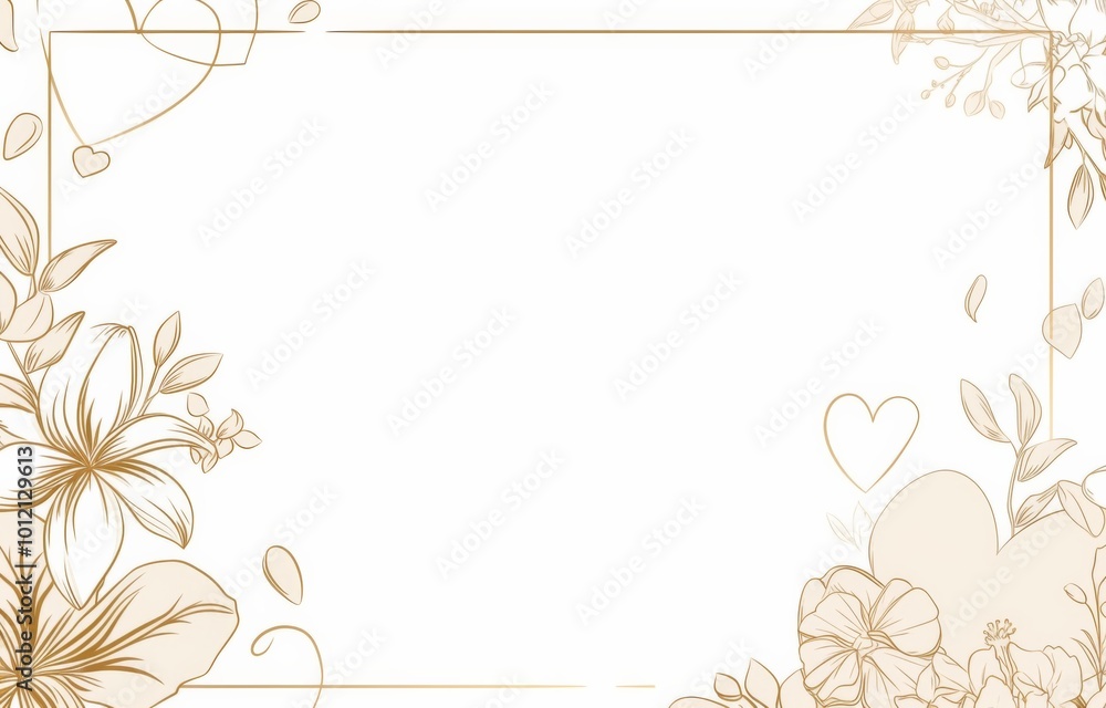 Elegant Line Art Frame for Wedding Invitation: Continuous Stroke Design on White Background Elegant Line Art Frame for Wedding Invitation: Continuous Stroke Design on White Background