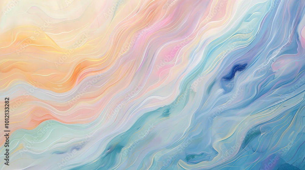 Serene Pastel Abstract Painting Tranquil Gradients and Soft Lines from Above