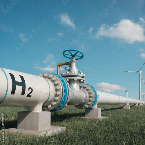Tubería de hidrógeno. Instalación industrial de almacenamiento de hidrógeno