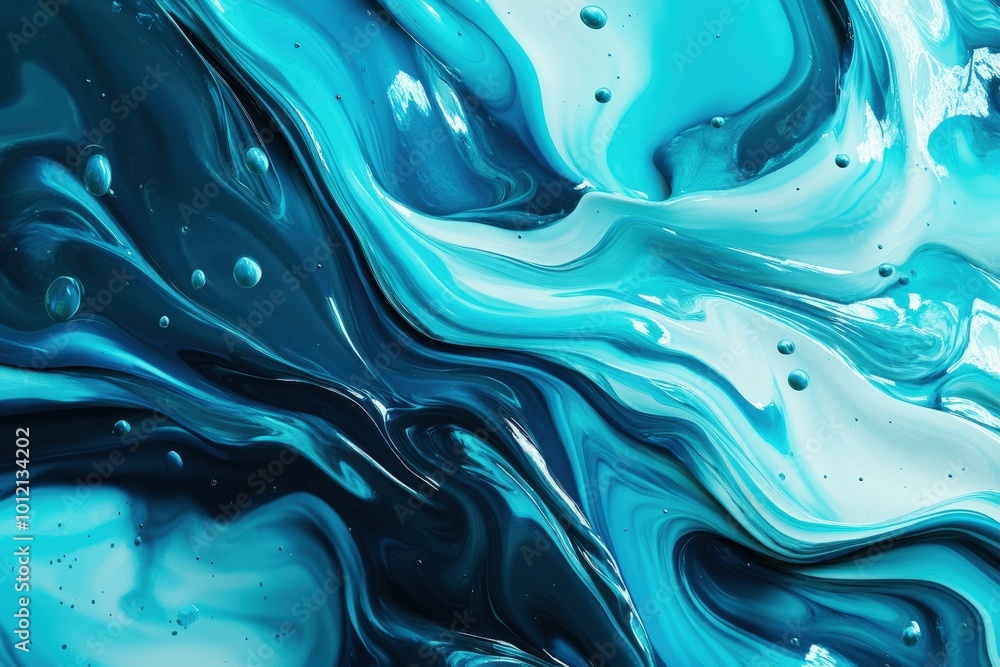 A blue and white ocean with a lot of bubbles, generative ai image A blue and white ocean with a lot of bubbles, generative ai image