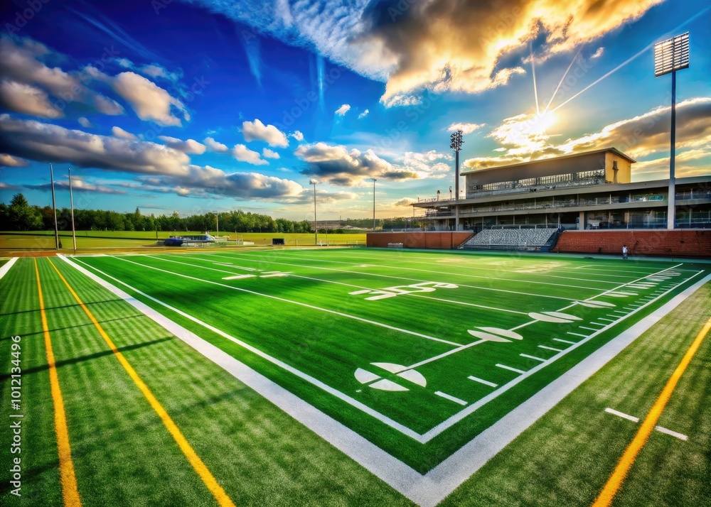 Dynamic American Football Field Background with Green Turf and Yard ...