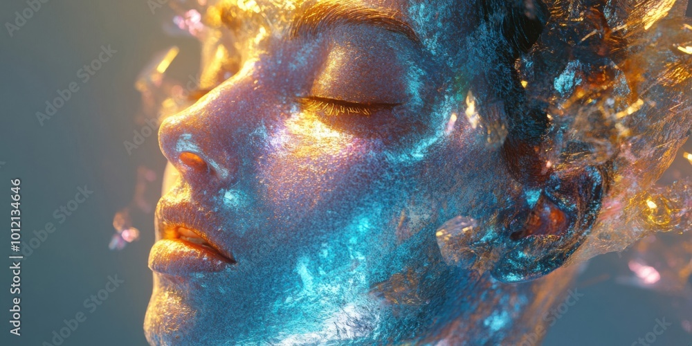 Exploring Emotional Depths: A Vivid Portrait of Serenity and Abstract Beauty Exploring Emotional Depths: A Vivid Portrait of Serenity and Abstract Beauty