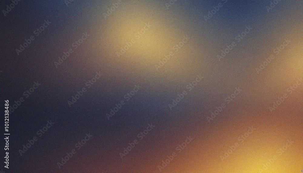 blurry banner or header design Deep Navy Blue, Golden Yellow, Light Peachy Brown. Dynamic grainy texture with smooth grainy wave highlights