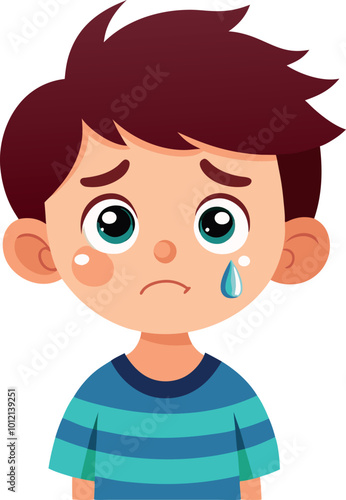 Sad child crying showing negative emotion