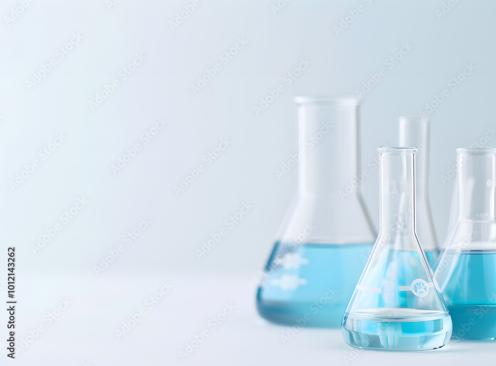 Laboratory Glassware with Blue Liquid | Scientific Experimentation and Chemical Research in a Modern Lab Setting Laboratory Glassware with Blue Liquid | Scientific Experimentation and Chemical Research in a Modern Lab Setting