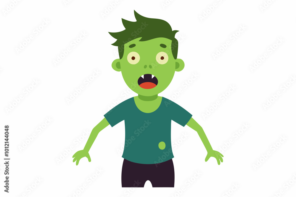 funny scared zombie teenager, vector illustration funny scared zombie teenager, vector illustration