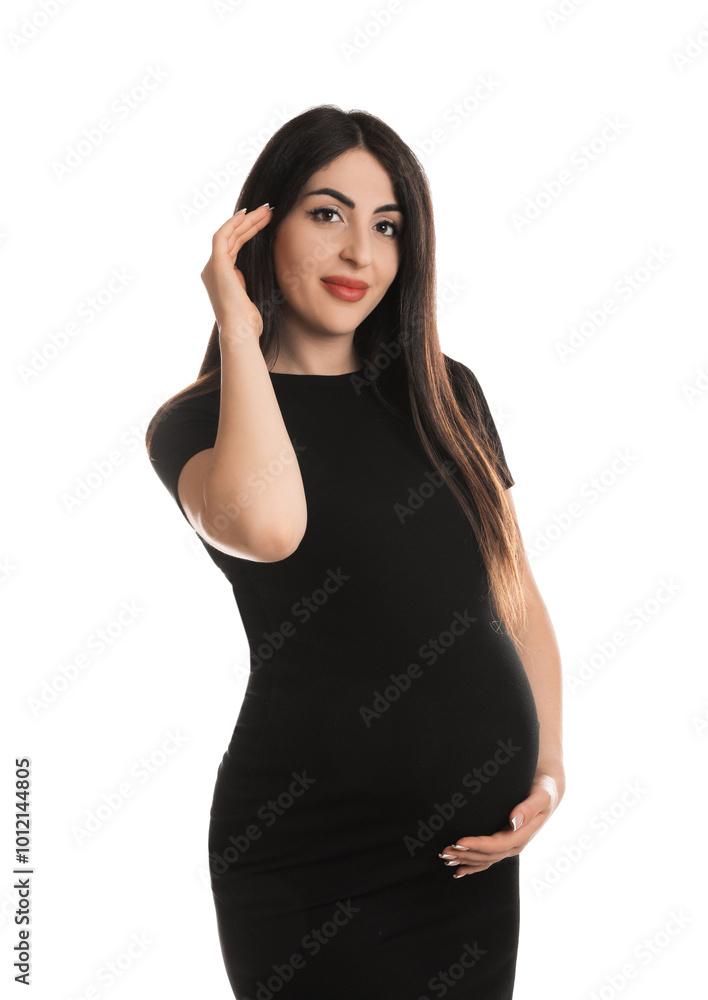 Portrait of beautiful pregnant woman on white background Portrait of beautiful pregnant woman on white background