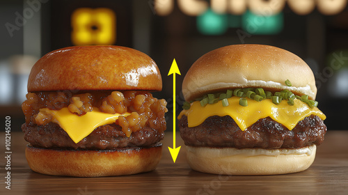 Two Distinct Burgers Side by Side Comparison photo