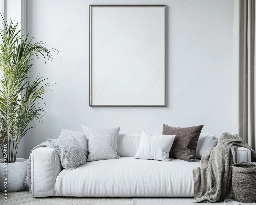 Nordic Interior Design Mockup with Modern Furniture in Cozy Living Room Setting Nordic Interior Design Mockup with Modern Furniture in Cozy Living Room Setting