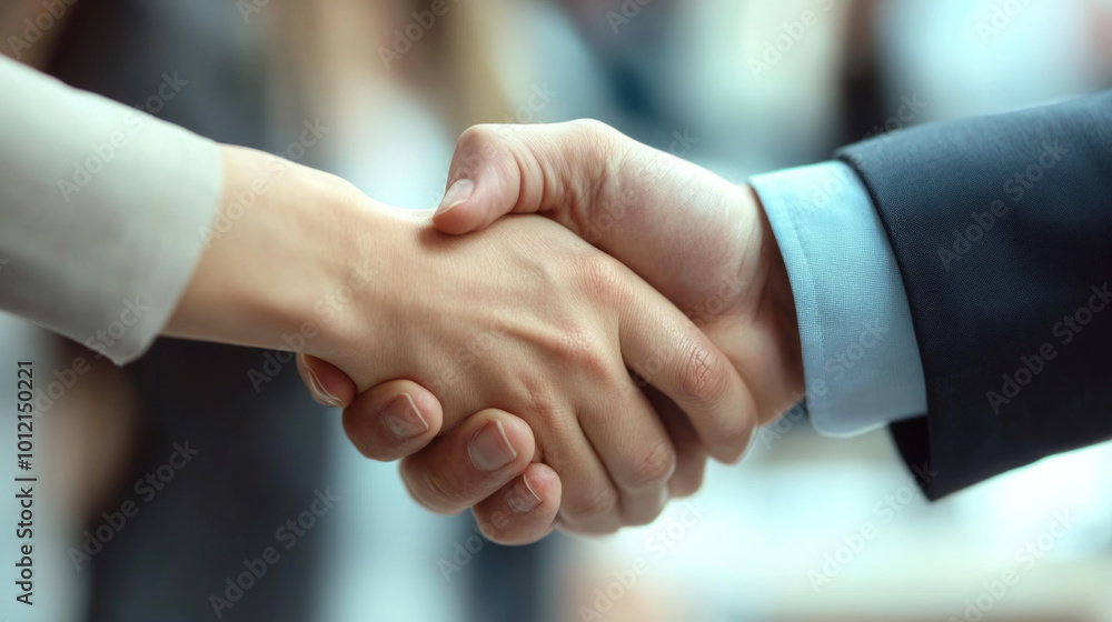 Handshake between business partners in a modern office during a strategic meeting to solidify a collaborative agreement Handshake between business partners in a modern office during a strategic meeting to solidify a collaborative agreement