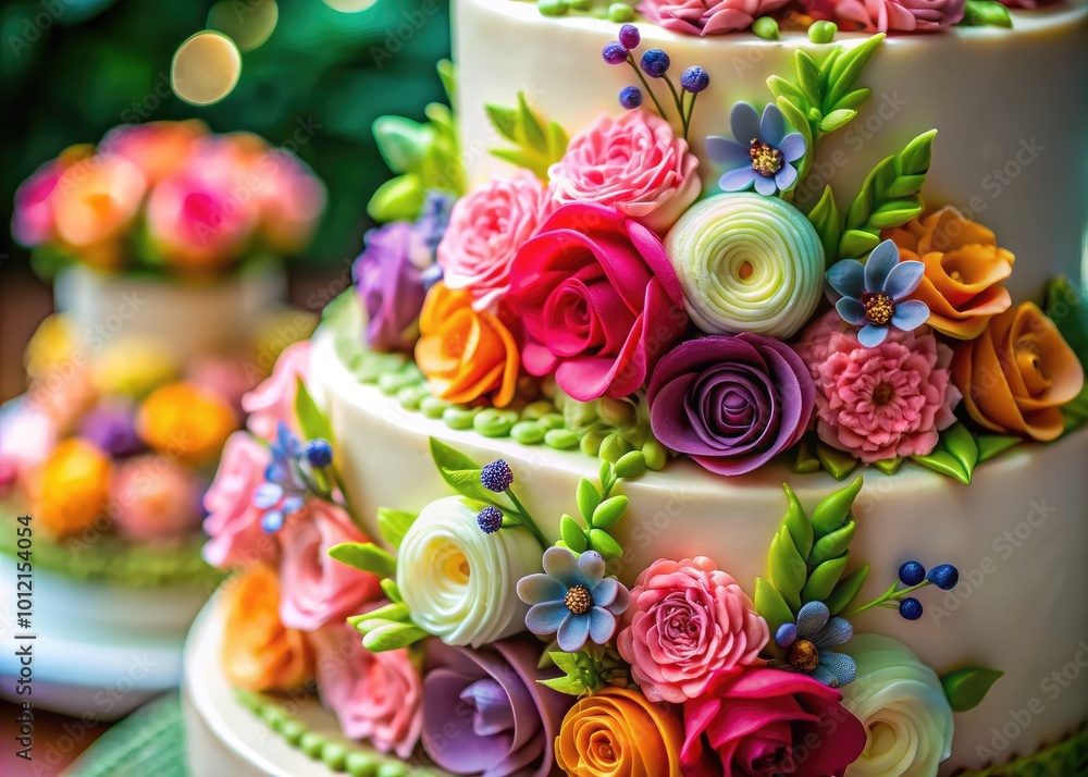 Fototapeta premium Elegant cake design featuring floral decorations and intricate detailing for special celebrations