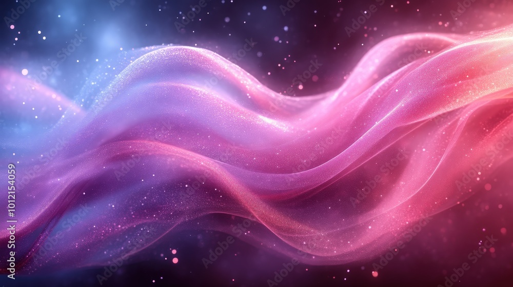 Flowing Pink And Purple Ethereal Waves With Sparkling Particles Creating A Soft And Dreamlike Fantasy Atmosphere Flowing Pink And Purple Ethereal Waves With Sparkling Particles Creating A Soft And Dreamlike Fantasy Atmosphere
