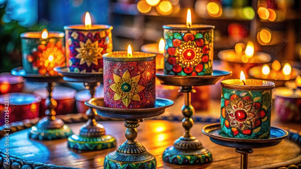 Fototapeta premium Elegant Candle Stand with Decorative Design Perfect for Home Decor, Events, and Relaxation Settings