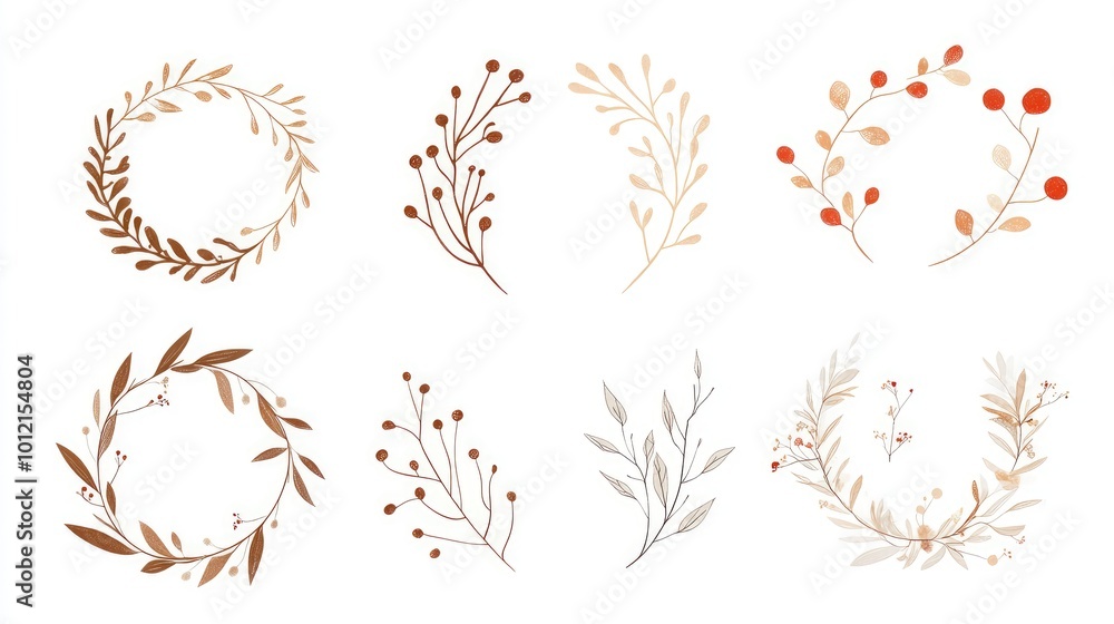 Minimalistic botanical wedding frame elements -- AI Generated
