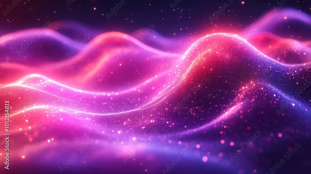 Vibrant Neon Particle Waves Forming Dynamic Abstract Flow With Luminous Light Effects Vibrant Neon Particle Waves Forming Dynamic Abstract Flow With Luminous Light Effects